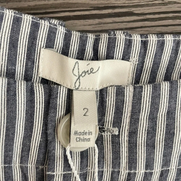 NWT JOIE Gray White 100% Cotton Striped Seersucker Linen Shorts Size 2 - Picture 4 of 8